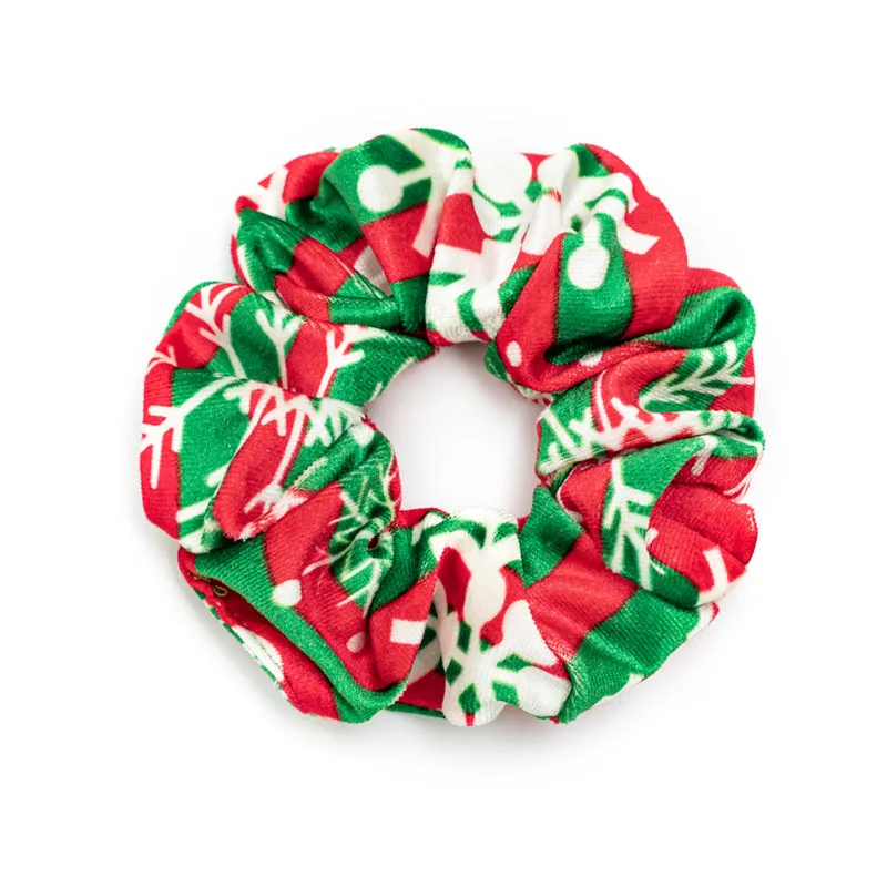 11pcs Girls' Hair Ring Autumn and Winter Christmas Flannel Hair Elastic-Multicolor Pattern