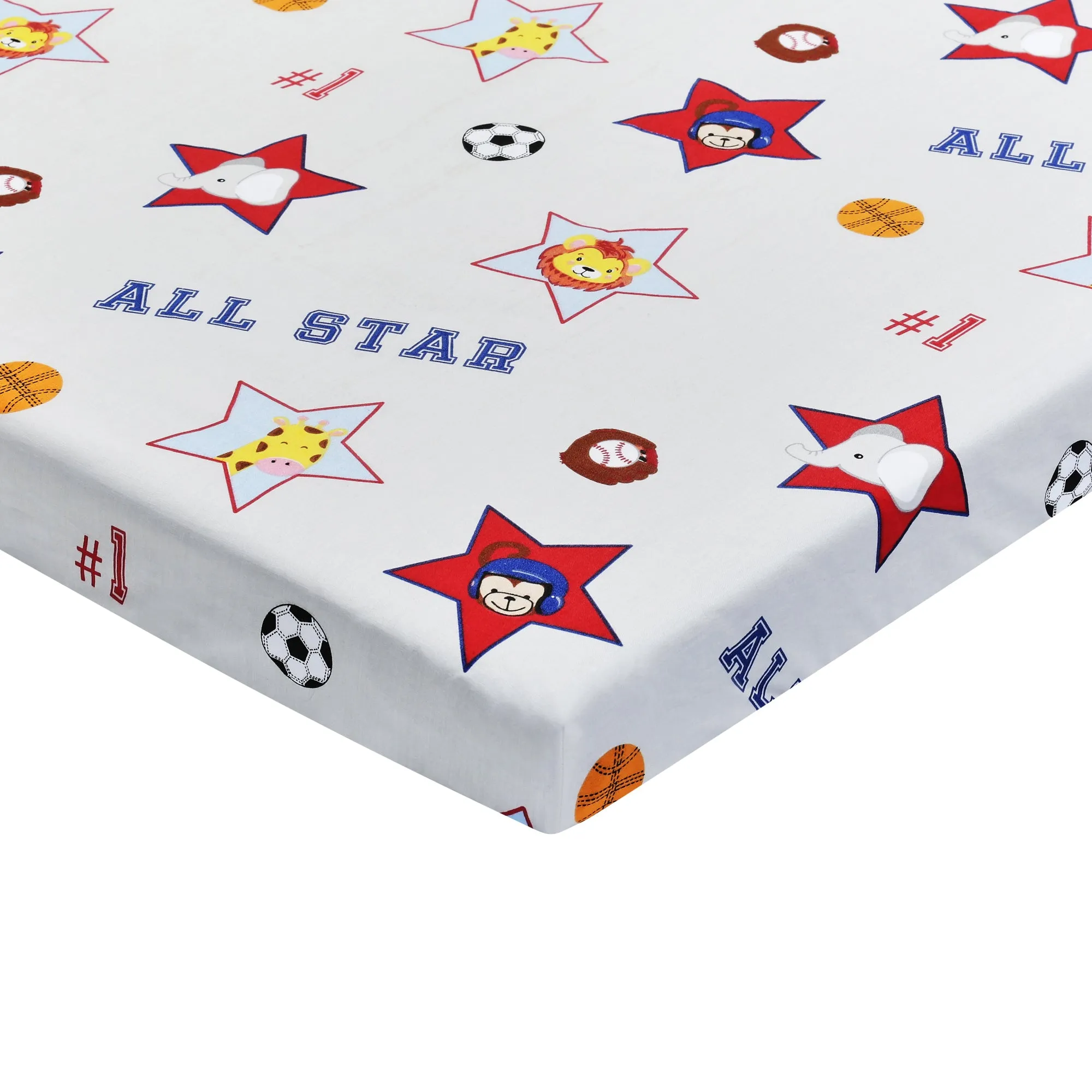 2 Pack Baby Cradle Sheets - Jungle Sports/Blue