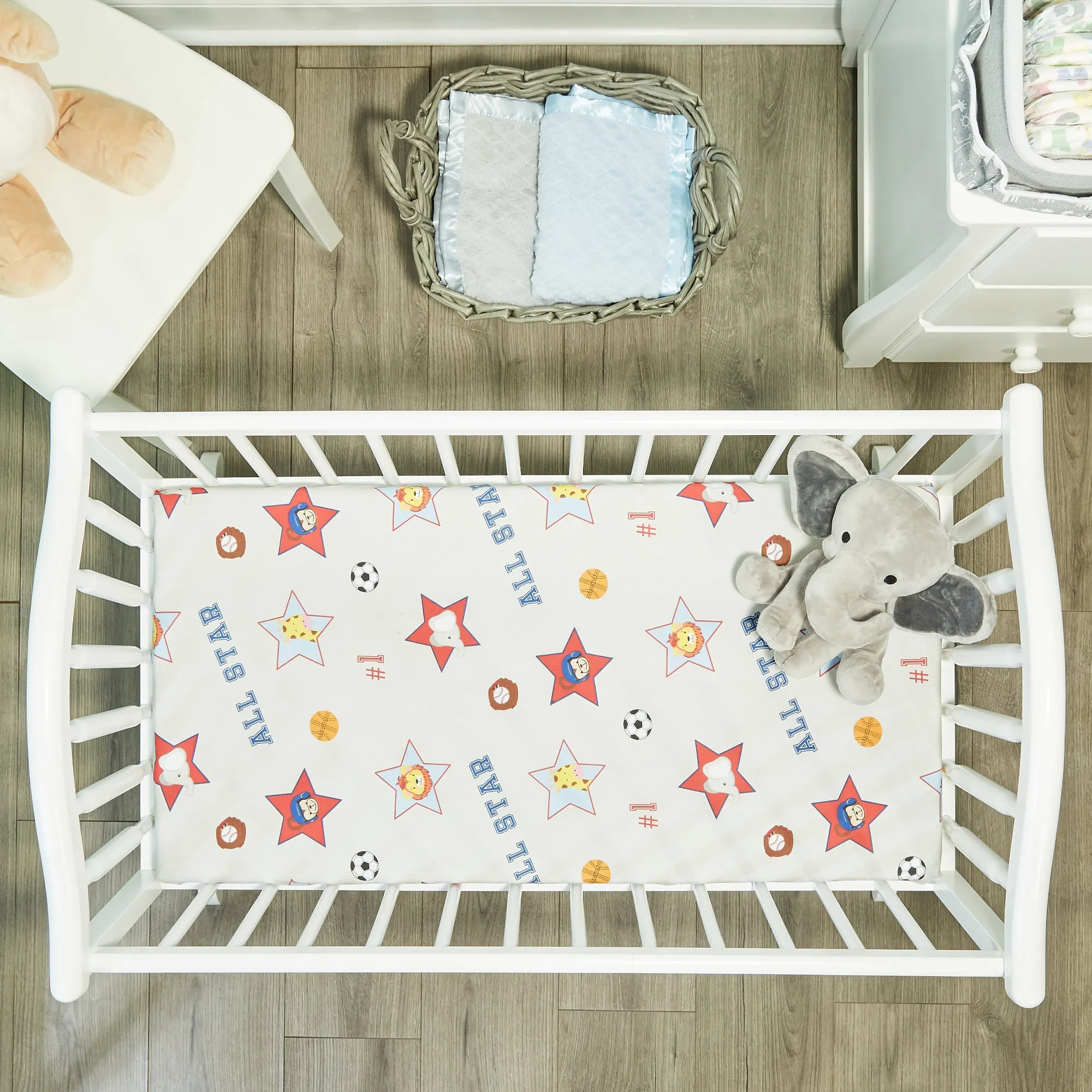 2 Pack Baby Cradle Sheets - Jungle Sports/Blue
