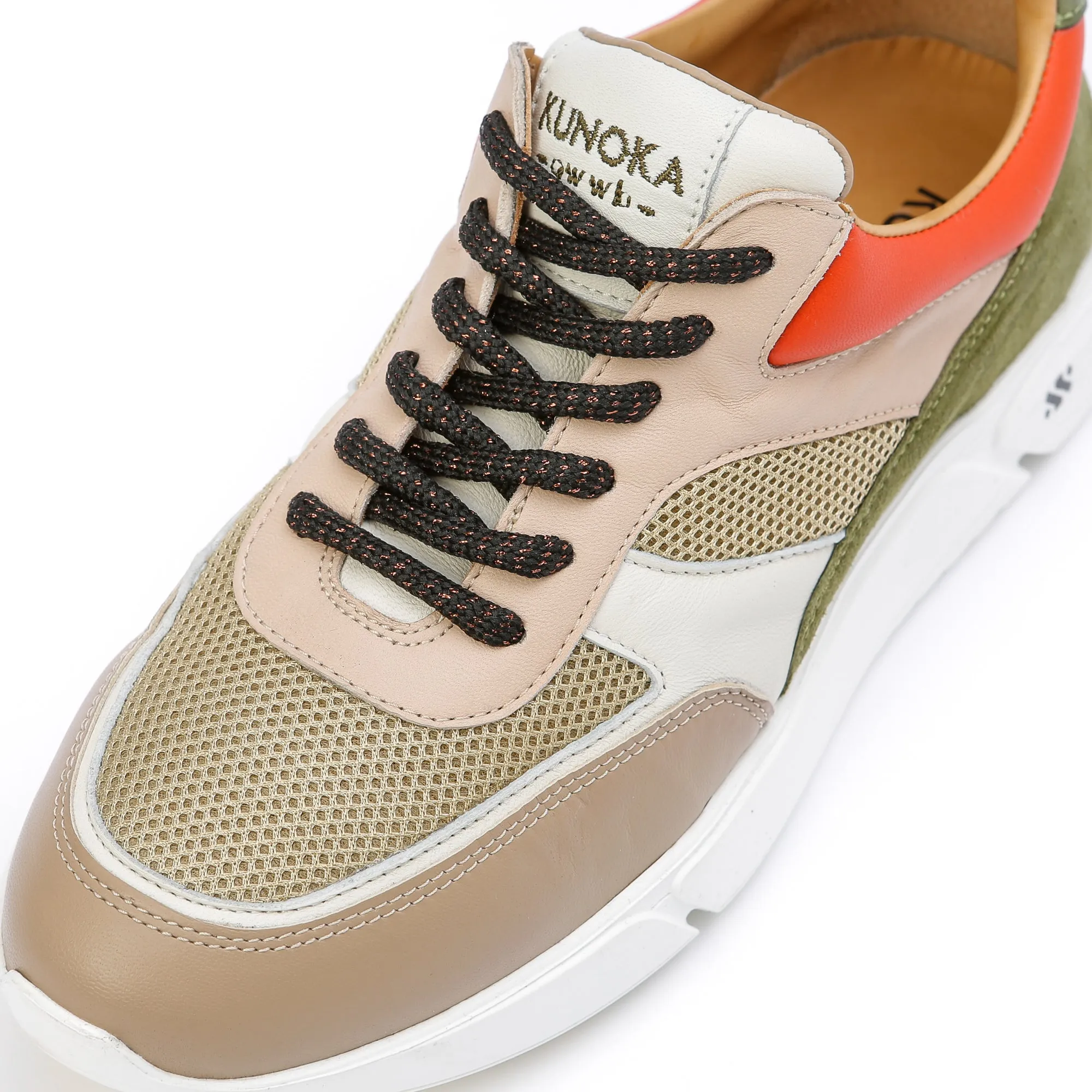 ARI platform sneaker - beige khaki and orange