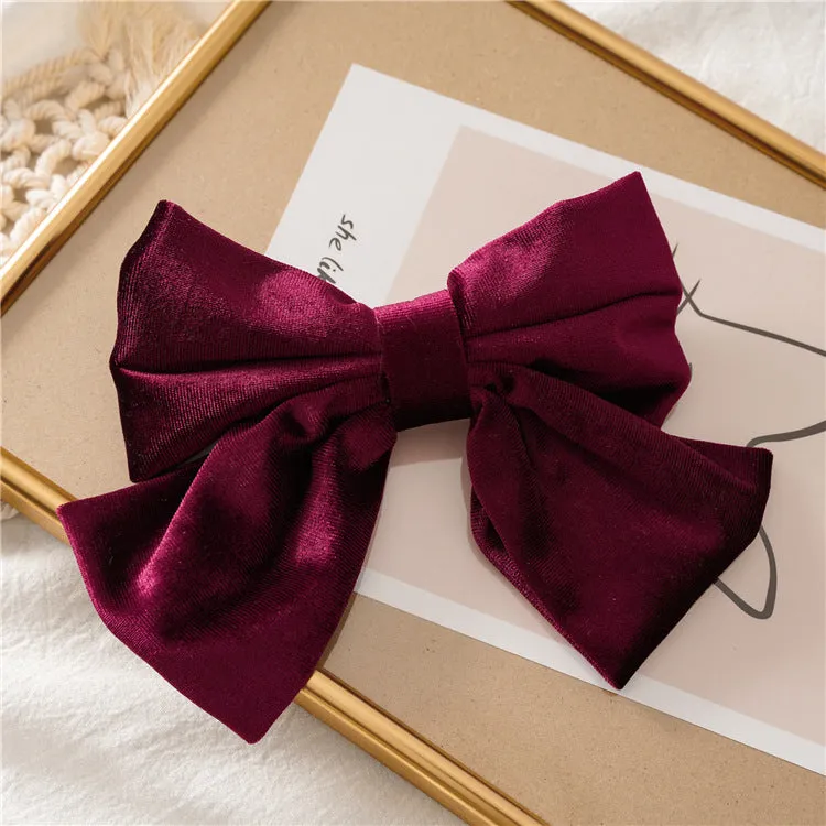 Autumn and Winter Velvet Bow Barrettes Women's Spring Clip Hair Ring Hair Band