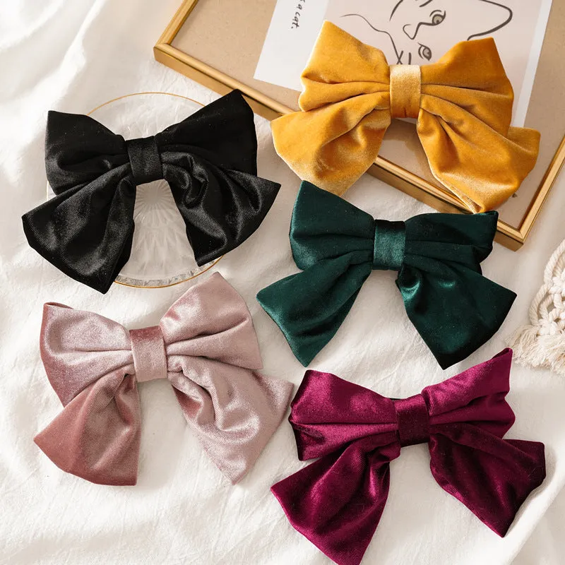 Autumn and Winter Velvet Bow Barrettes Women's Spring Clip Hair Ring Hair Band