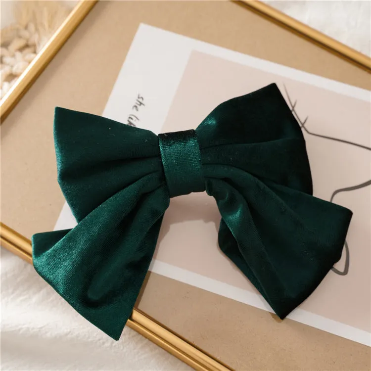 Autumn and Winter Velvet Bow Barrettes Women's Spring Clip Hair Ring Hair Band