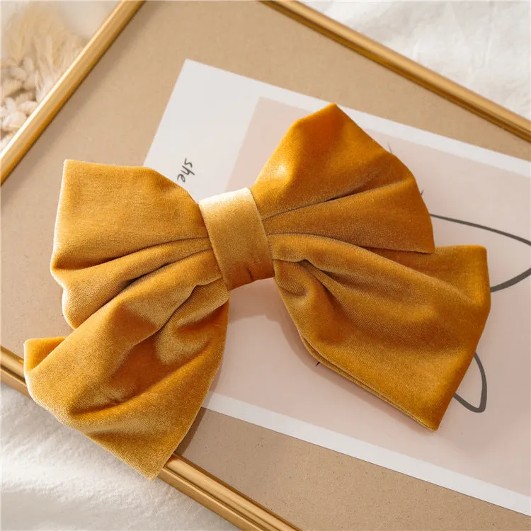 Autumn and Winter Velvet Bow Barrettes Women's Spring Clip Hair Ring Hair Band