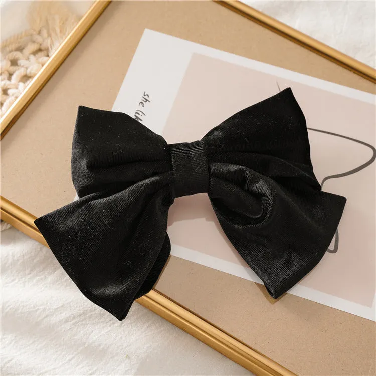 Autumn and Winter Velvet Bow Barrettes Women's Spring Clip Hair Ring Hair Band