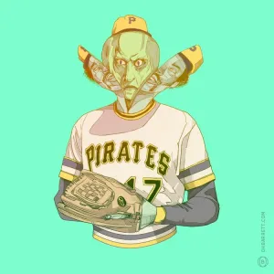Baseball Jerks Dock Ellis Giclee Print by Oliver Barrett