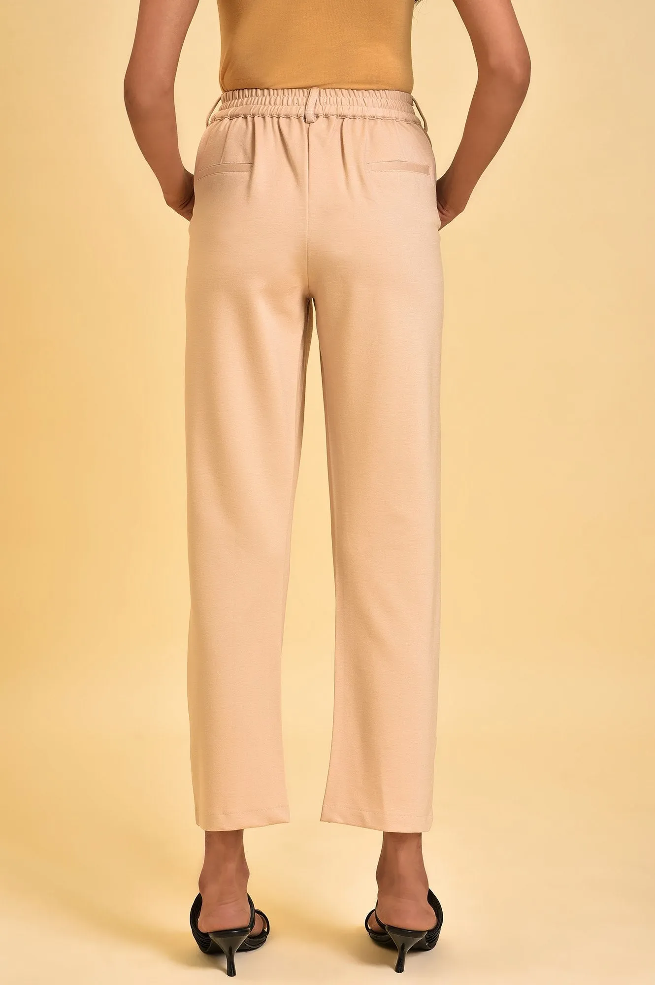 Beige Western Straight Pants