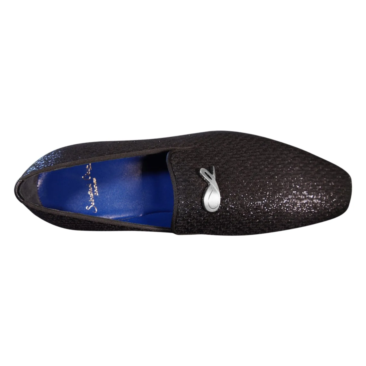 Black Diamante With Silver Hardware Loafer