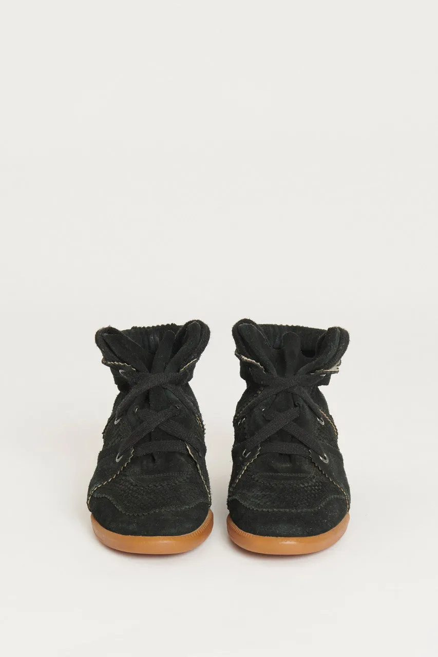 Black Suede Bobby Preowned Wedge Sneakers