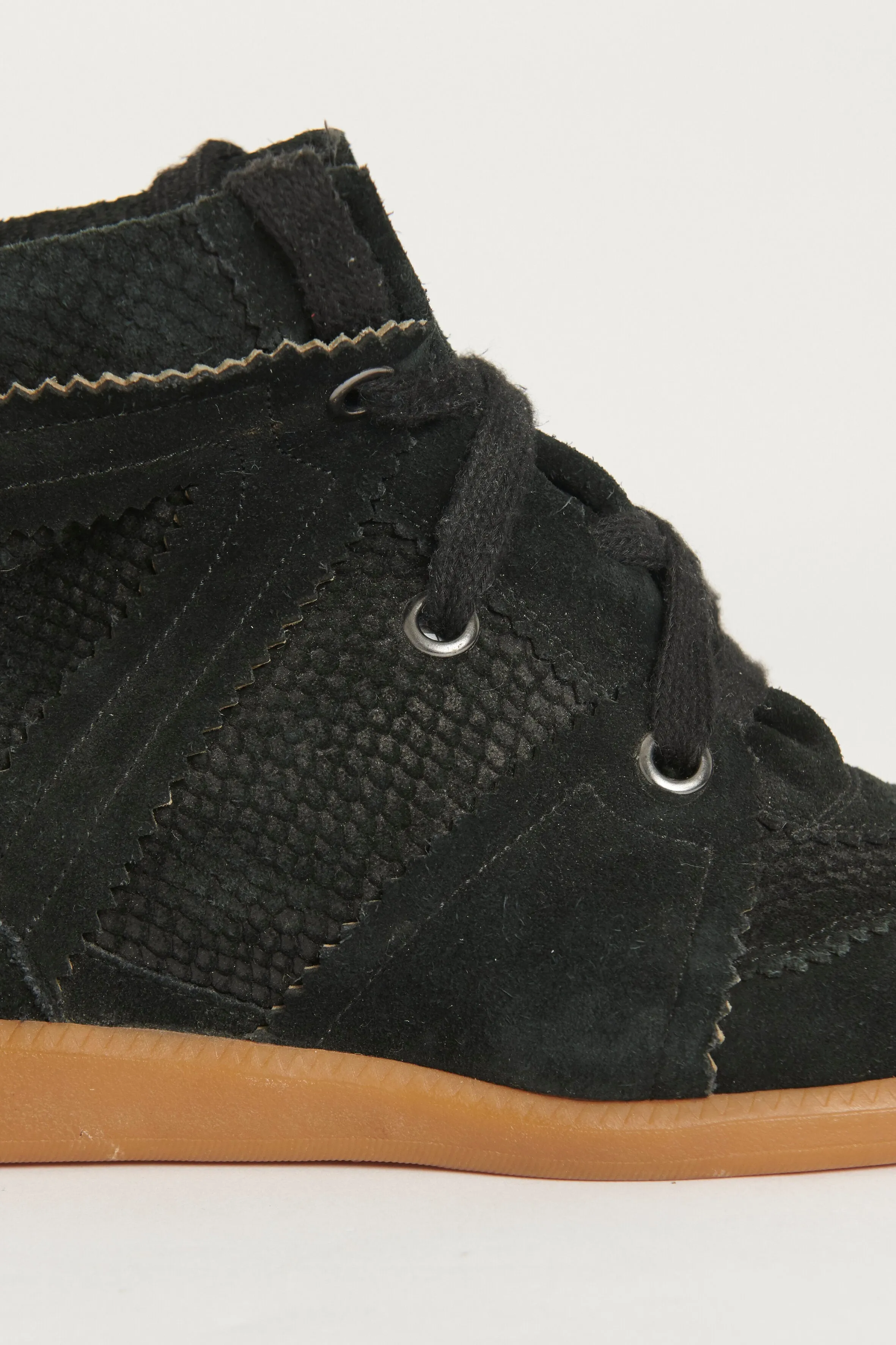 Black Suede Bobby Preowned Wedge Sneakers