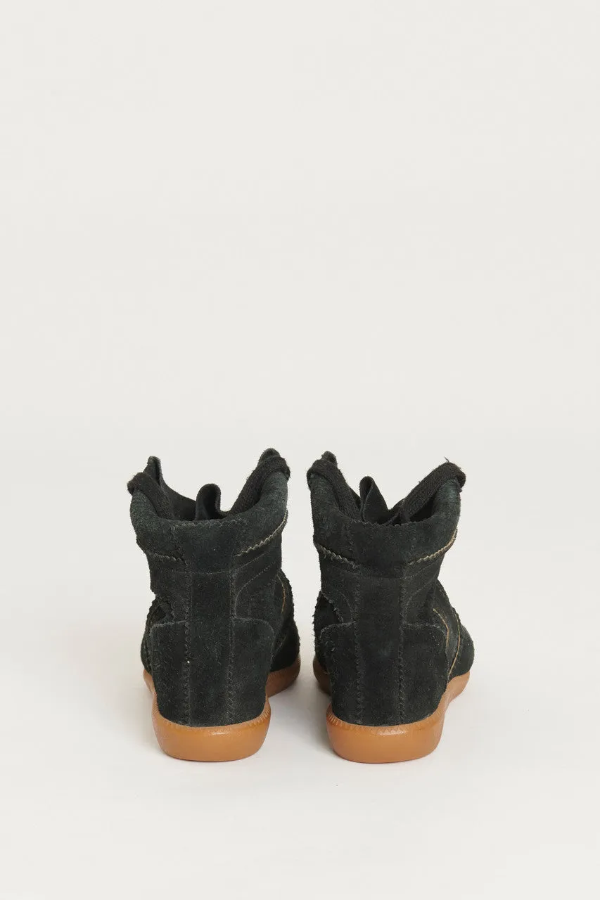 Black Suede Bobby Preowned Wedge Sneakers