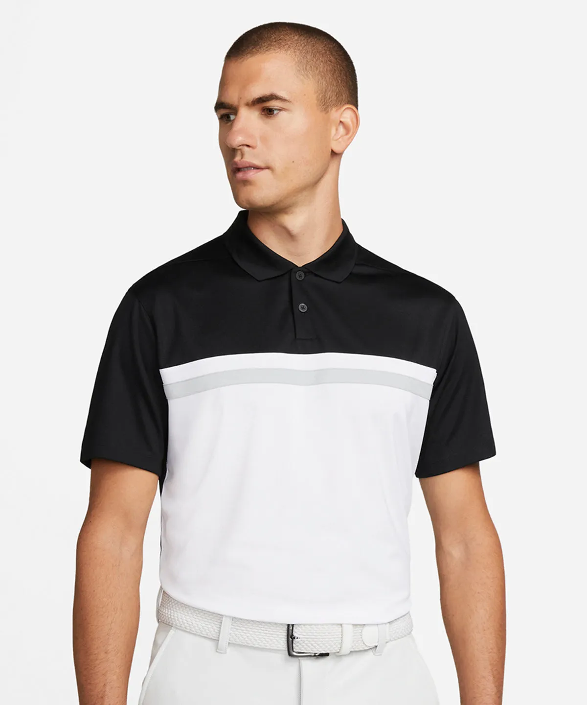 Black / White / Light Smoke Grey / White - Nike Victory colour block polo