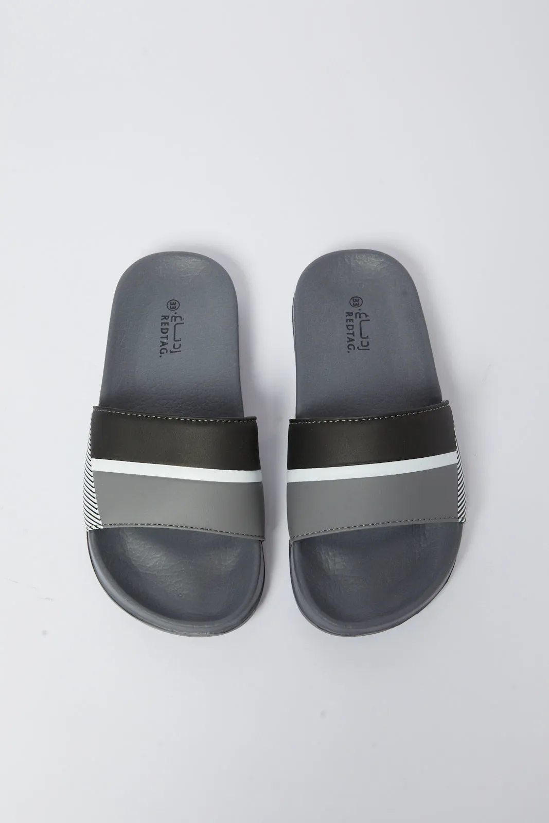Boys Grey Striped Slide