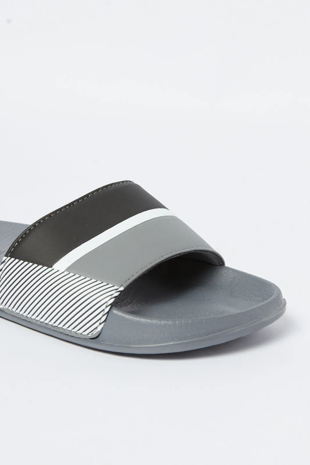 Boys Grey Striped Slide