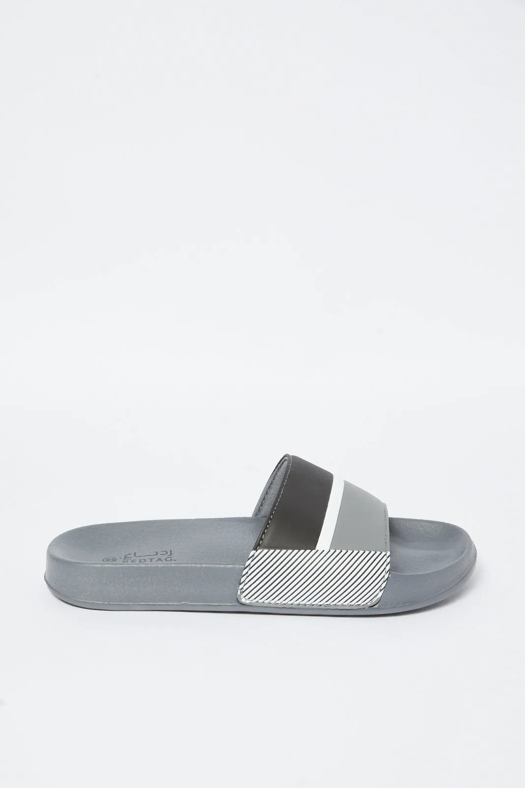 Boys Grey Striped Slide