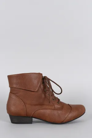 Breckelle Pointy Toe Lace Up Booties