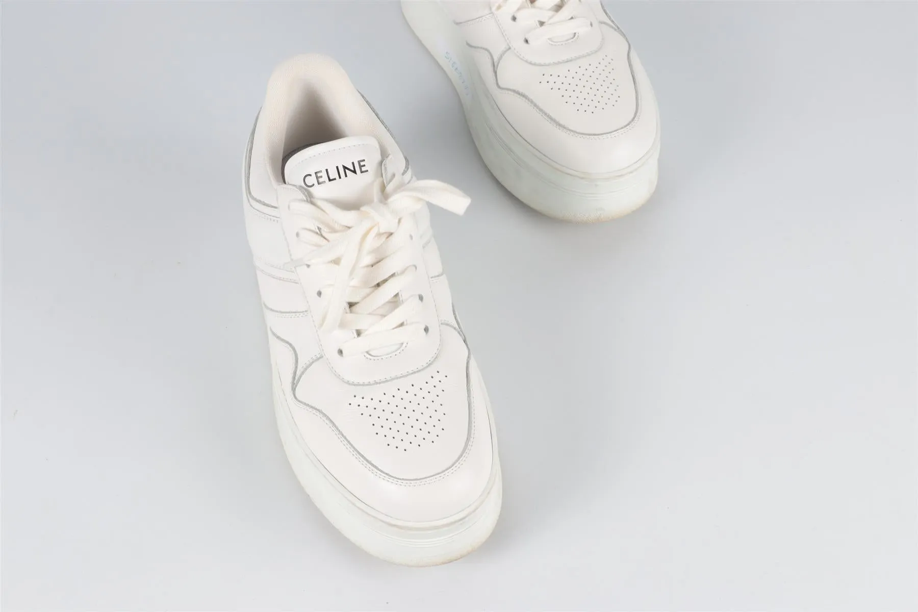 CELINE WHITE BLOCK LEATHER PLATFORM SNEAKERS EU 38 UK 5 US 8