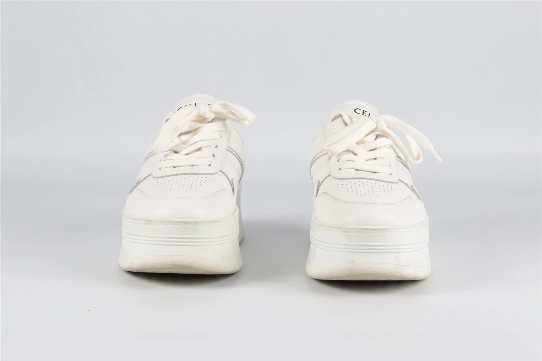 CELINE WHITE BLOCK LEATHER PLATFORM SNEAKERS EU 38 UK 5 US 8