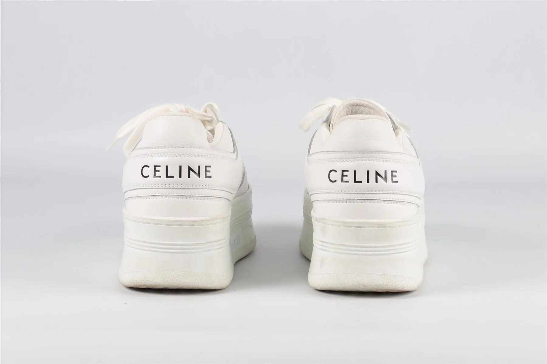 CELINE WHITE BLOCK LEATHER PLATFORM SNEAKERS EU 38 UK 5 US 8