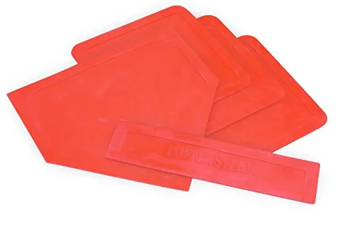 Champion Sports Throwdown Base Set: 5 Youth League Kids Baseball & Softball Rubber Throw Down Bases - Boys & Girls Training & Practice Equipment, Orange