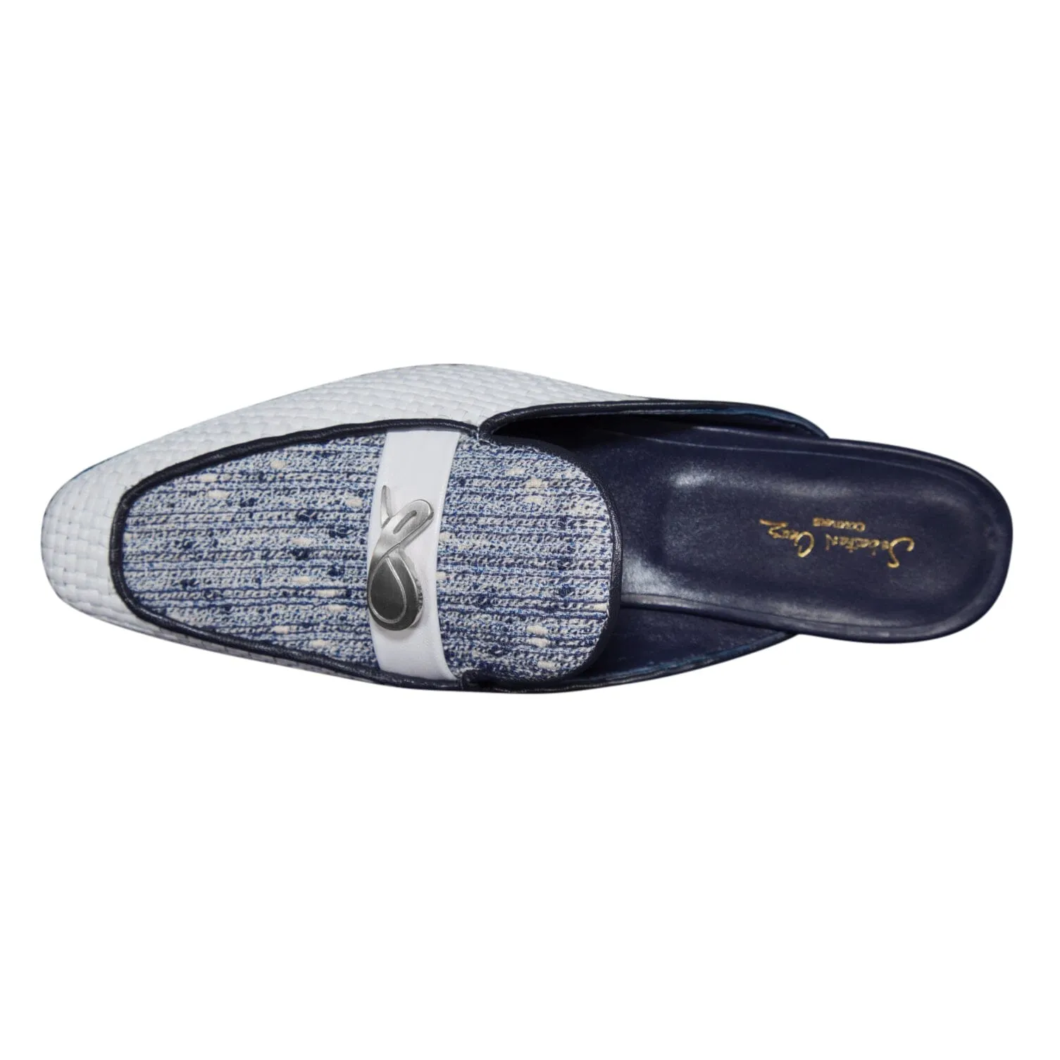 Cobalt Tweed Tessere Silver Slipper