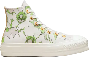 Converse Wmns Chuck Taylor All Star Lift Platform High Crafted Florals Sneakers, White