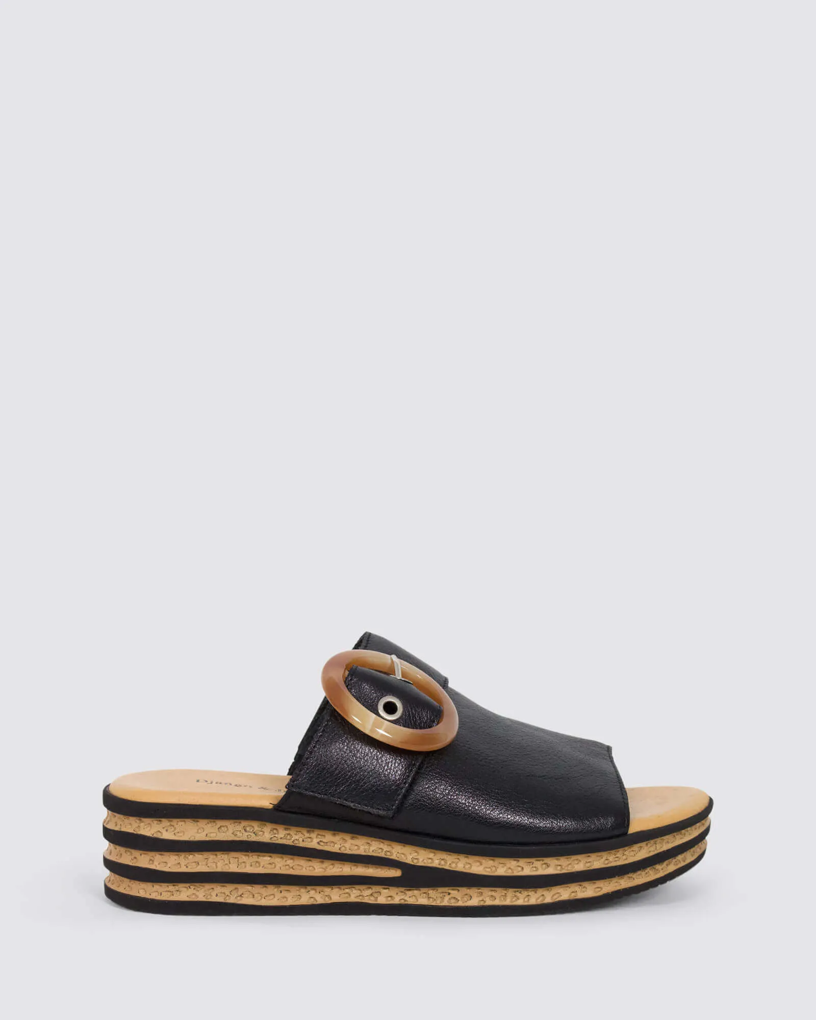COSMOSO PLATFORM SLIDES BLACK LEATHER