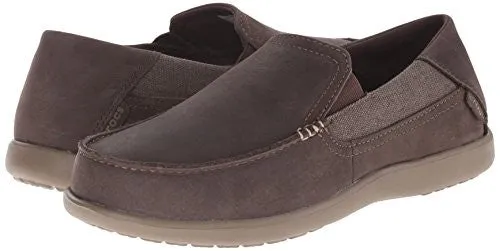 crocs Men's Santa Cruz 2 Luxe Leather M Slip-On Loafer, Espresso/Walnut, 11 M US