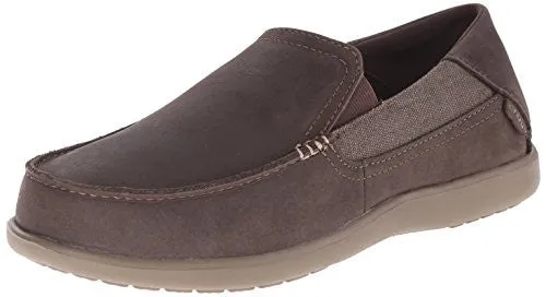 crocs Men's Santa Cruz 2 Luxe Leather M Slip-On Loafer, Espresso/Walnut, 11 M US