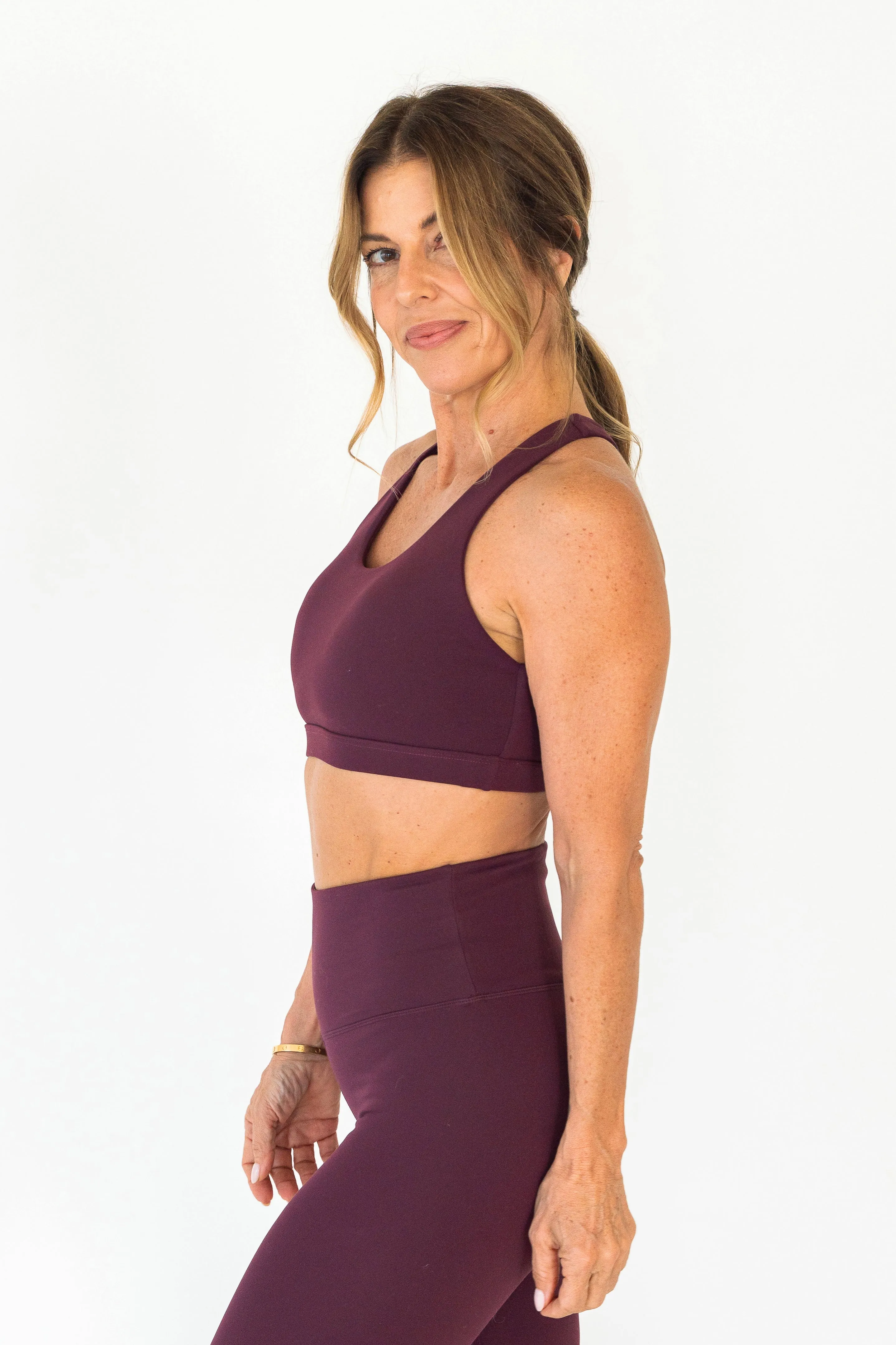 Crossed Back Sports Bra | Bordeaux