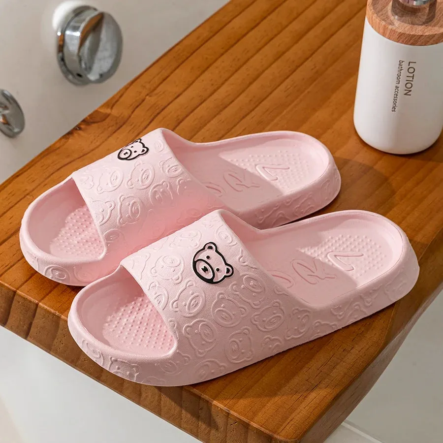 Cute Bear Print Summer Slippers