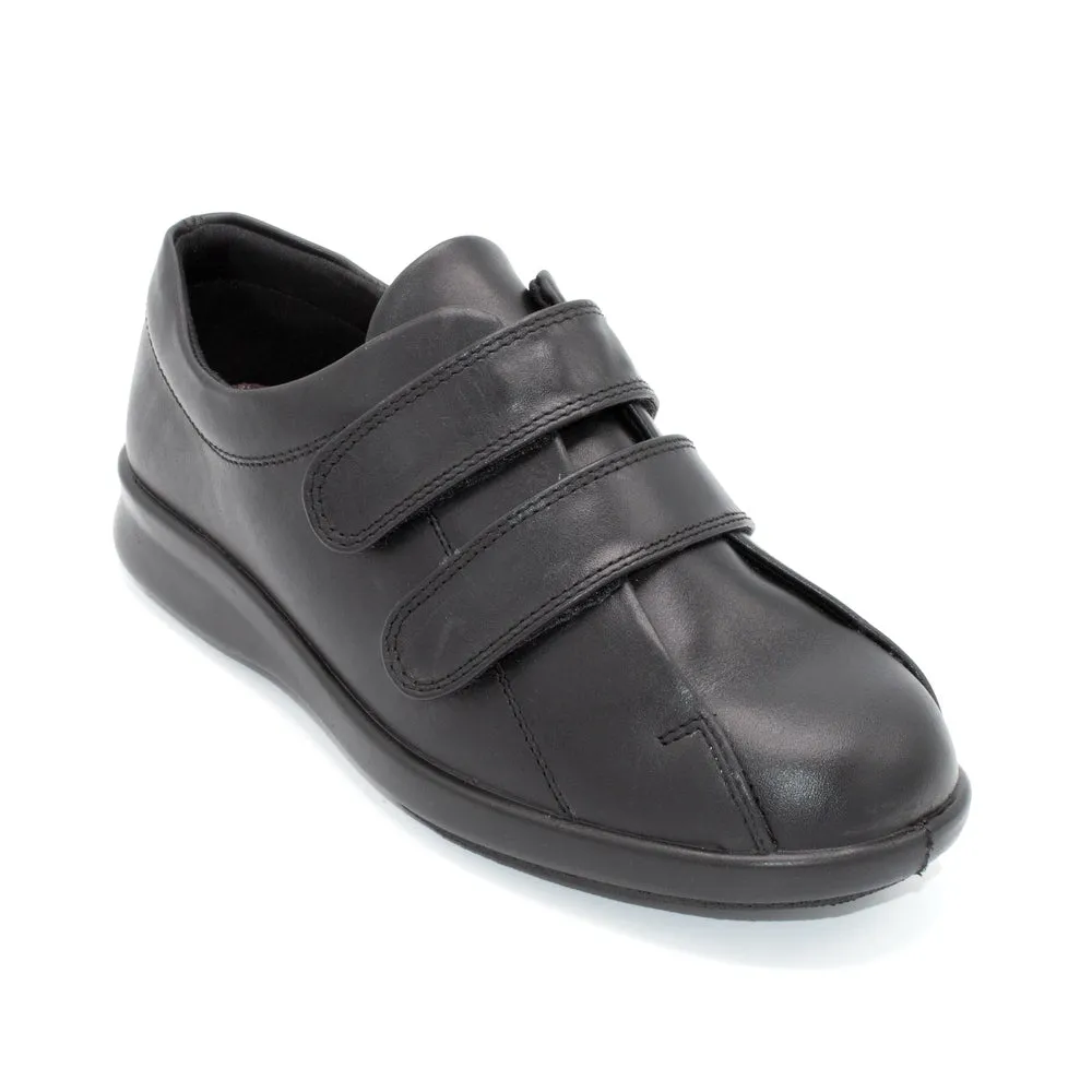DB Fife/Serena  - Ladies Wide Fit Velcro Close Shoe - 4E Fitting - Black