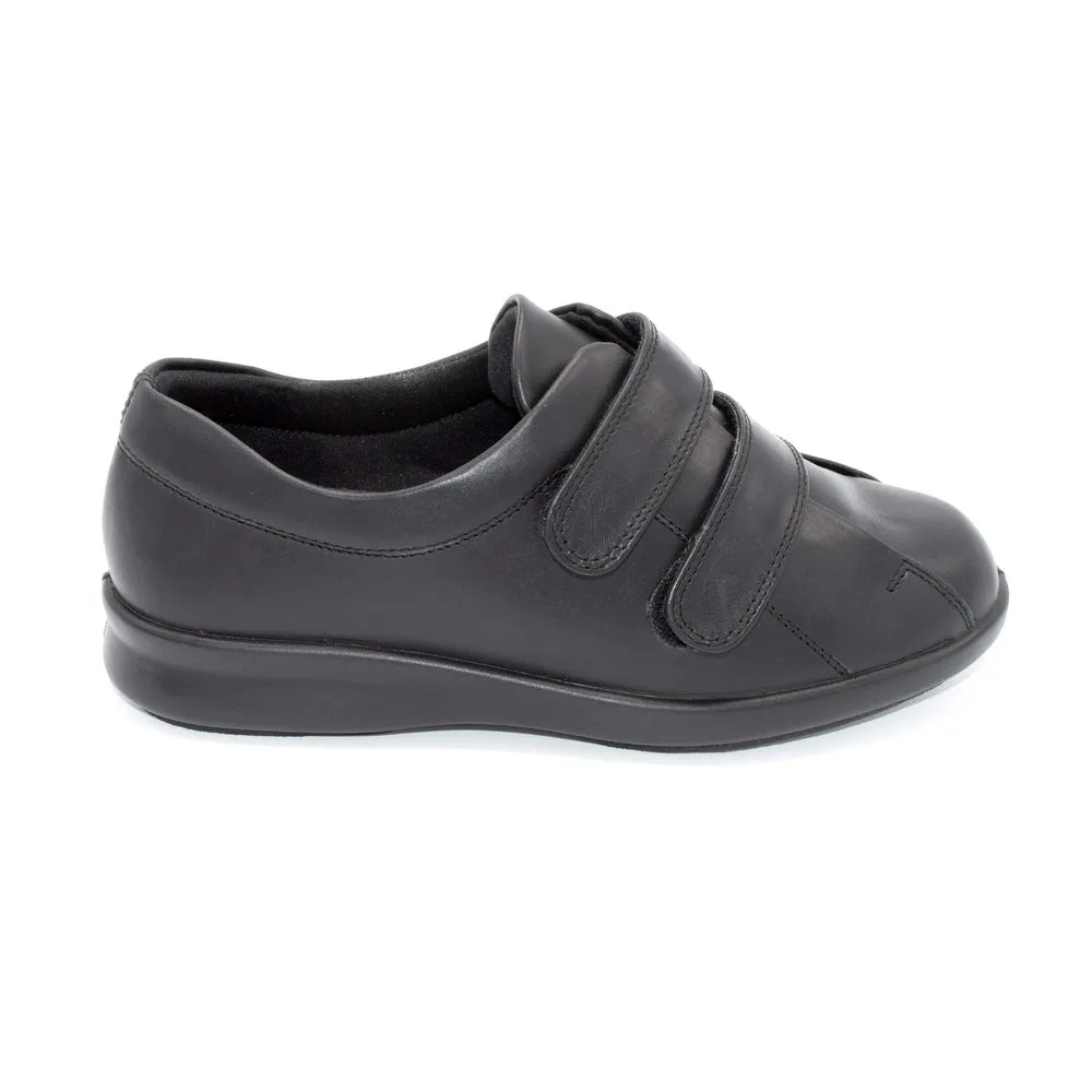 DB Fife/Serena  - Ladies Wide Fit Velcro Close Shoe - 4E Fitting - Black
