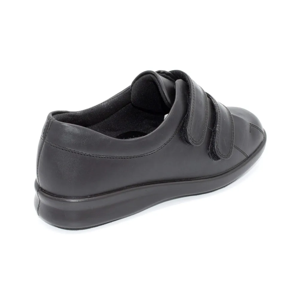 DB Fife/Serena  - Ladies Wide Fit Velcro Close Shoe - 4E Fitting - Black