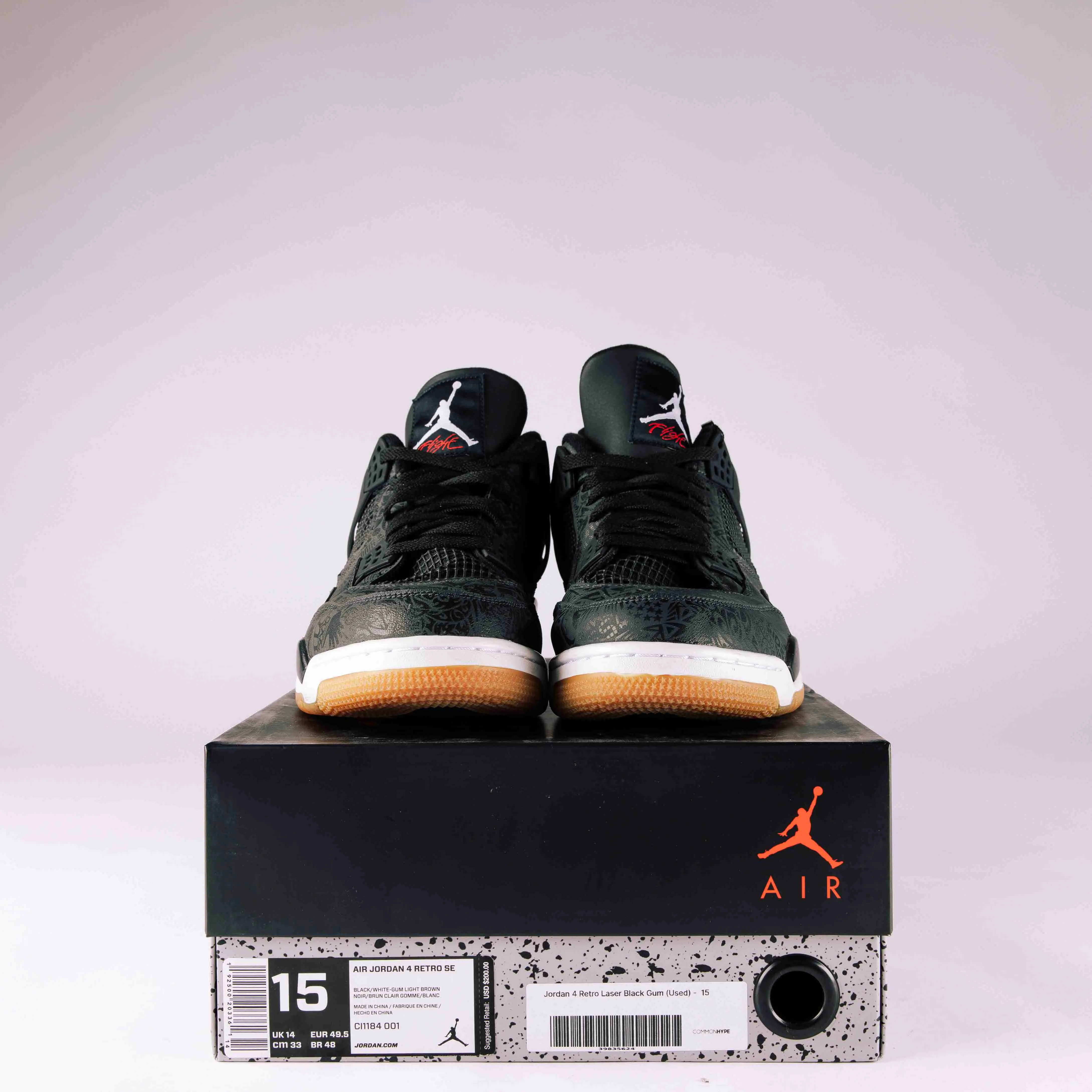 Jordan 4 Retro Laser Black Gum - Used - 0181