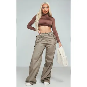 Khaki Fold Waist Band Cargo Trousers