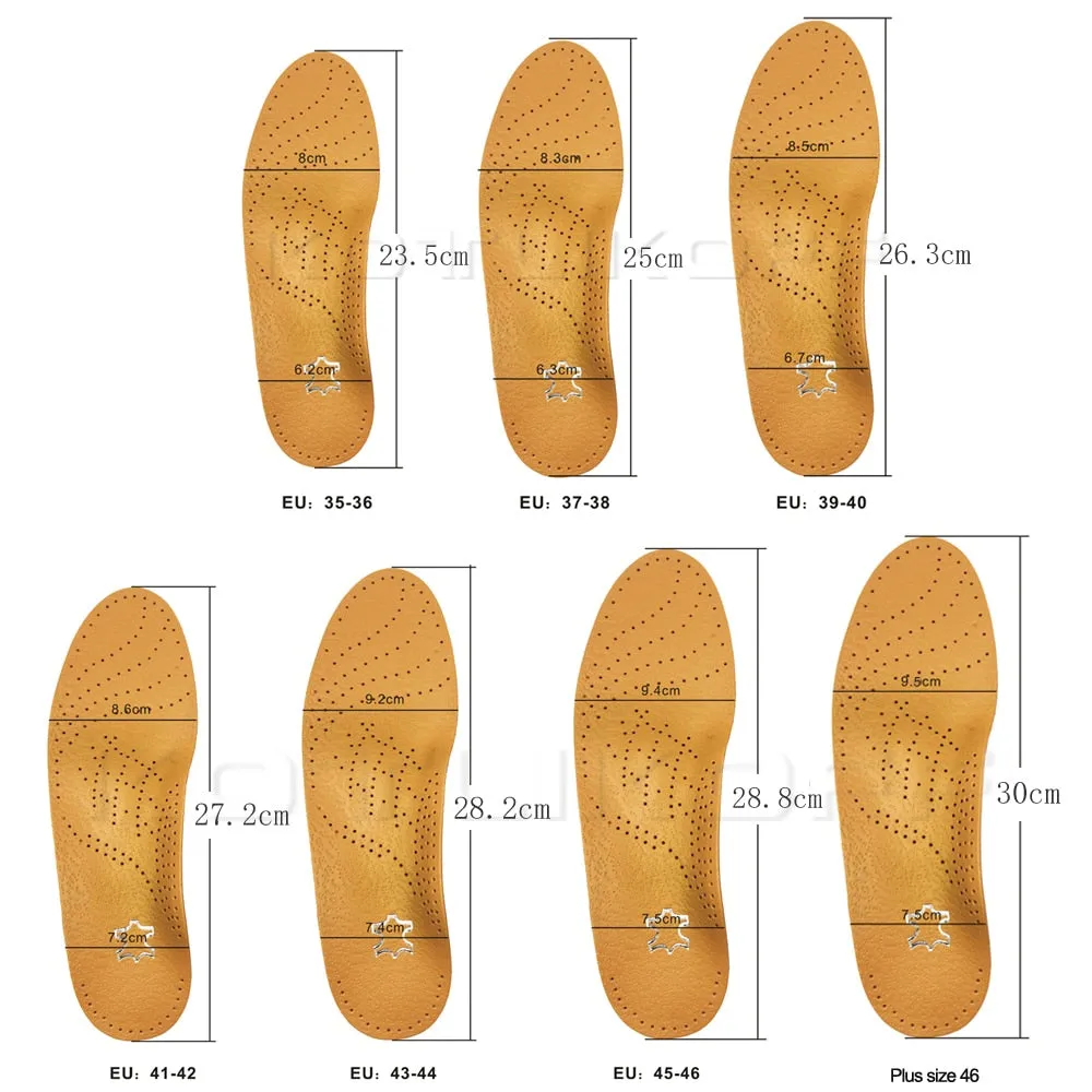 Leather Flat Feet Support Orthotic High Arch Insoles