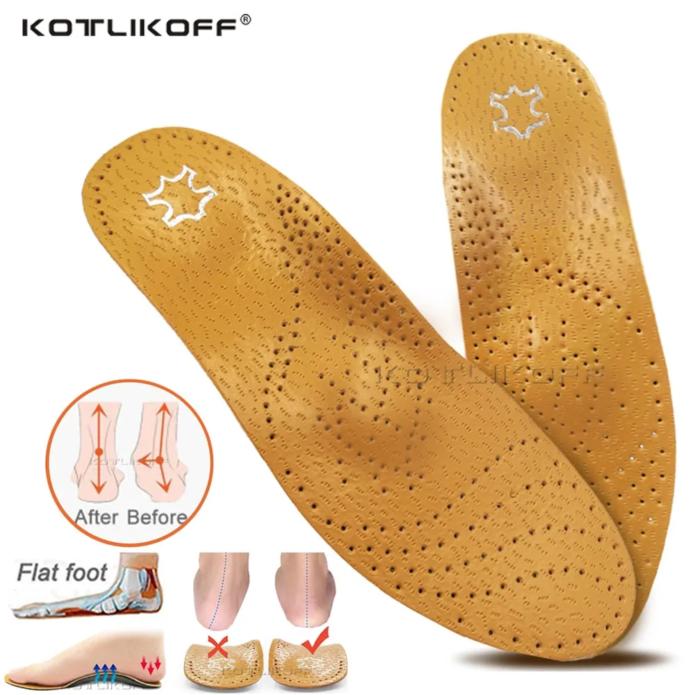 Leather Flat Feet Support Orthotic High Arch Insoles
