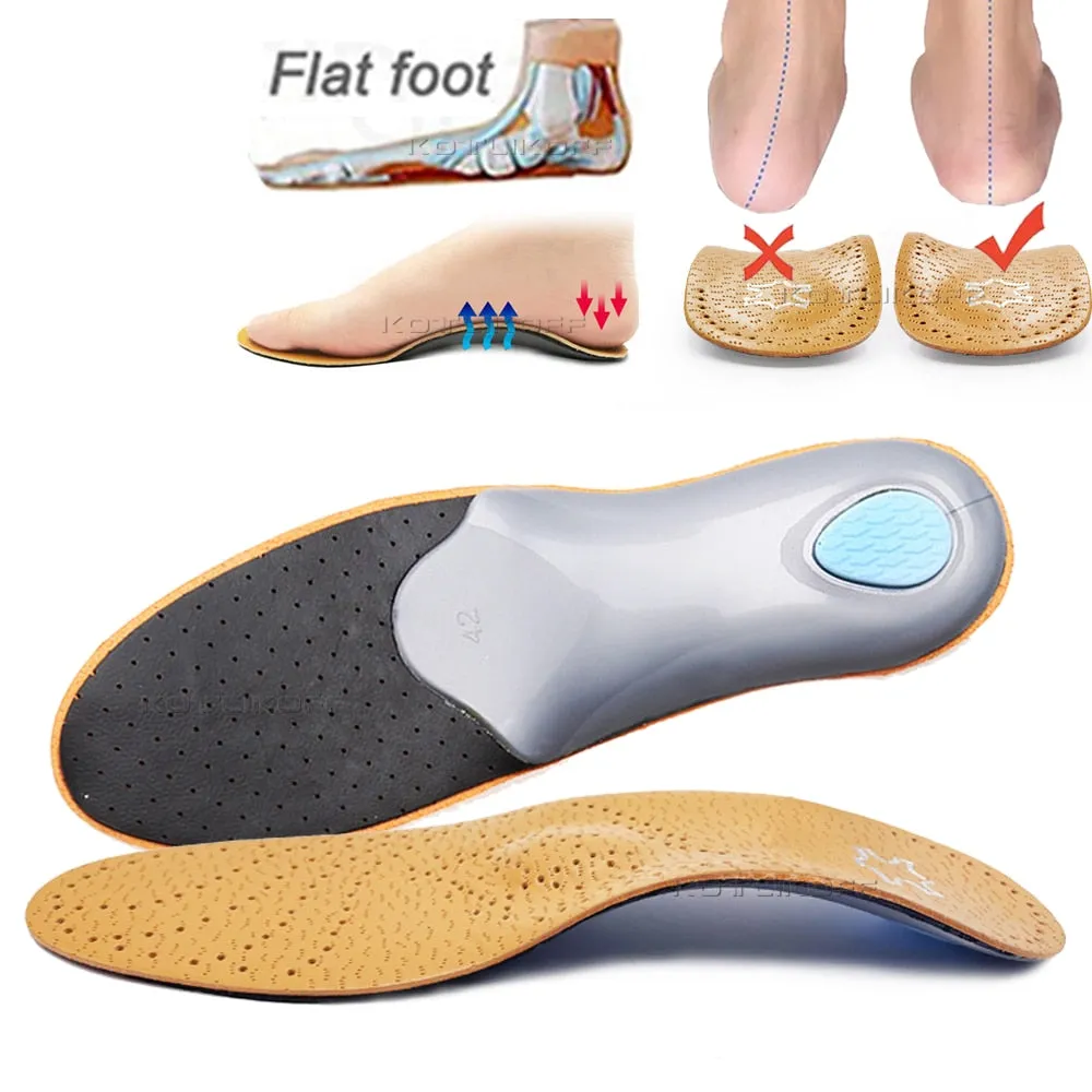 Leather Flat Feet Support Orthotic High Arch Insoles