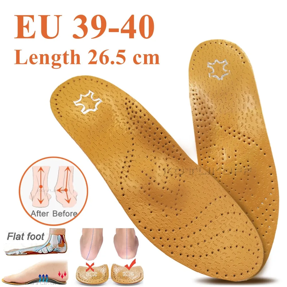 Leather Flat Feet Support Orthotic High Arch Insoles