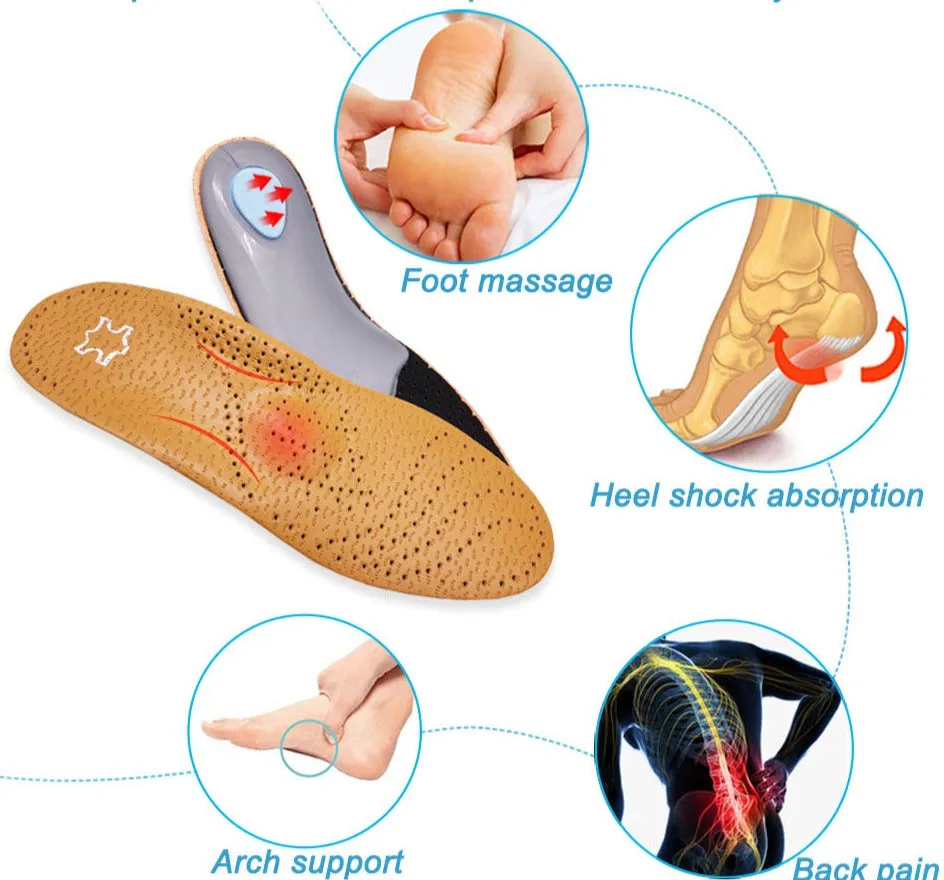 Leather Flat Feet Support Orthotic High Arch Insoles
