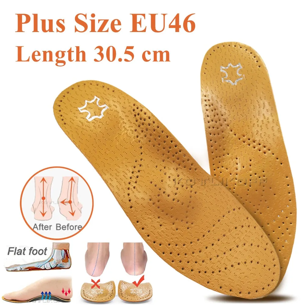 Leather Flat Feet Support Orthotic High Arch Insoles