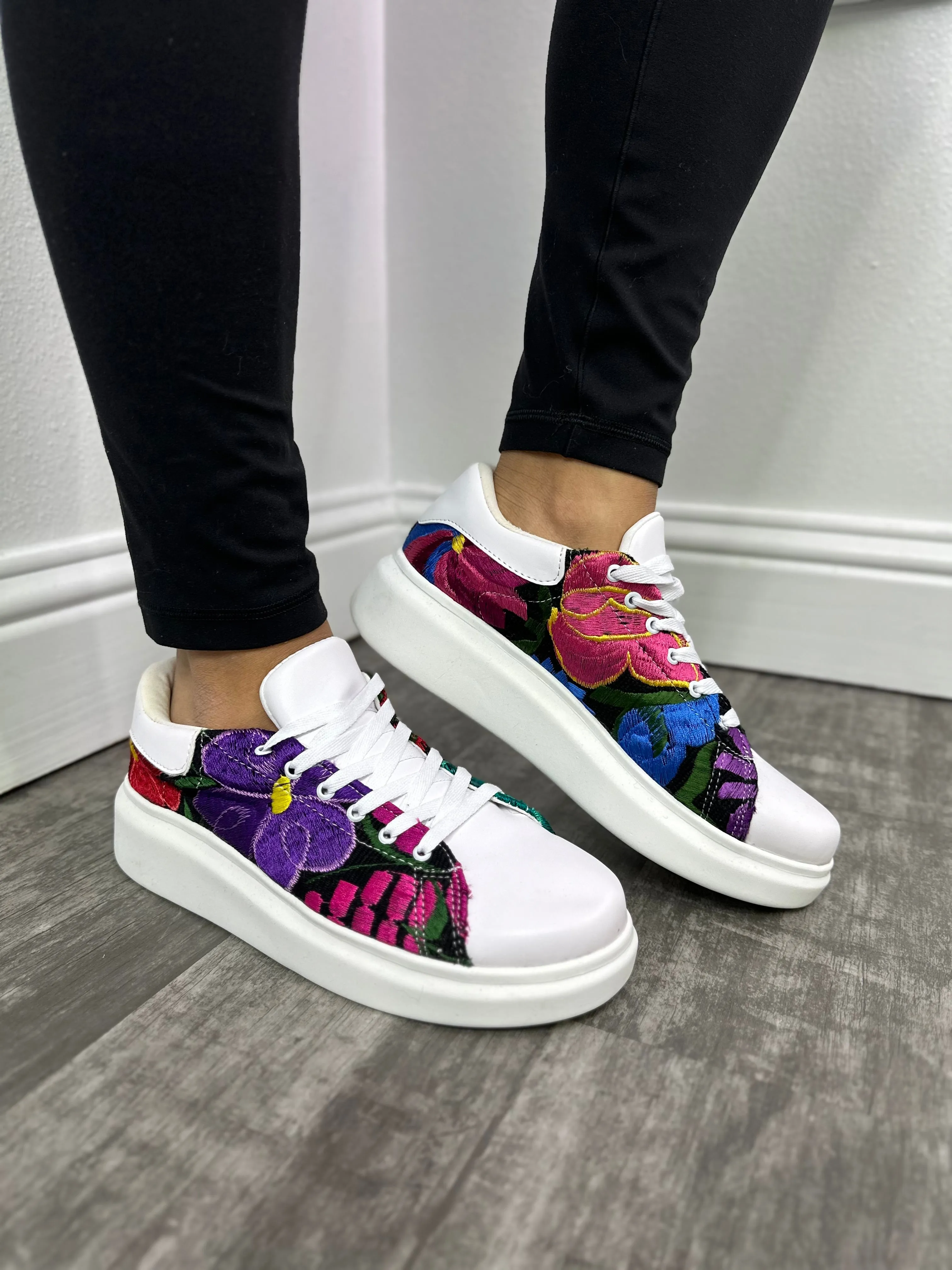 Lulu Floral Platform Sneakers White