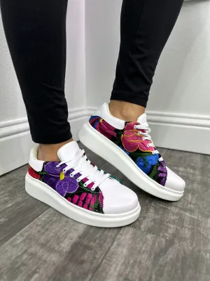 Lulu Floral Platform Sneakers White