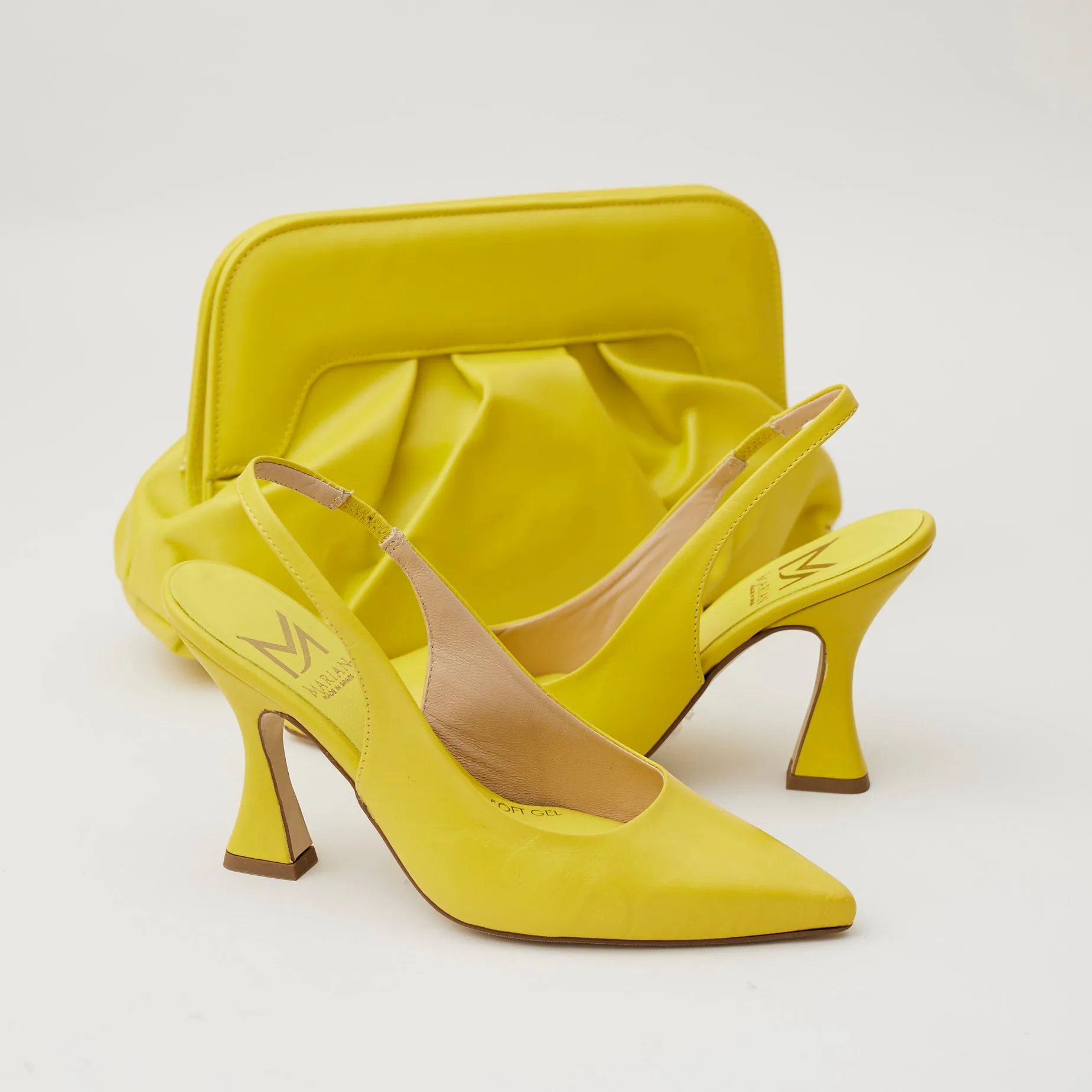 Marian Pistachio Leather Court Shoes