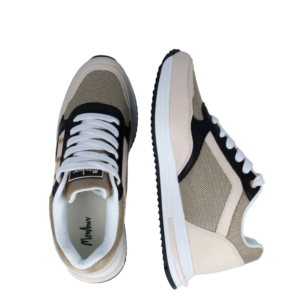MB 23139 Beige & Black Colour Sneakers