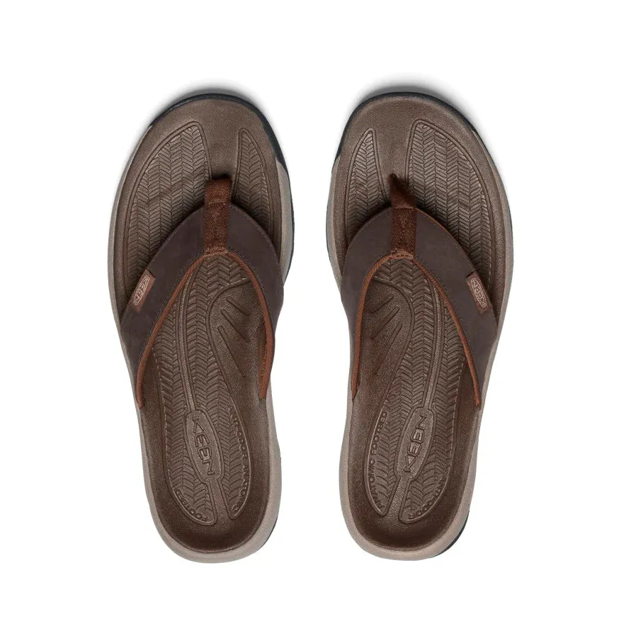 Men's Keen Kona Leather Flip Flop Color: Java / Dark Earth