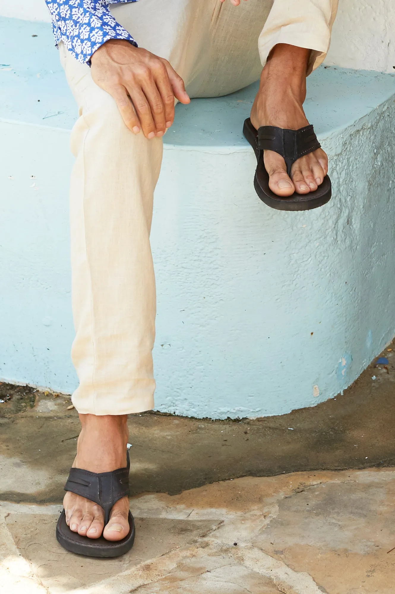 Men's Leather Flip Flop | Coffee