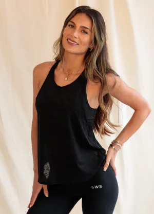 Mesh 2in1 Sports Bra and Top in Black