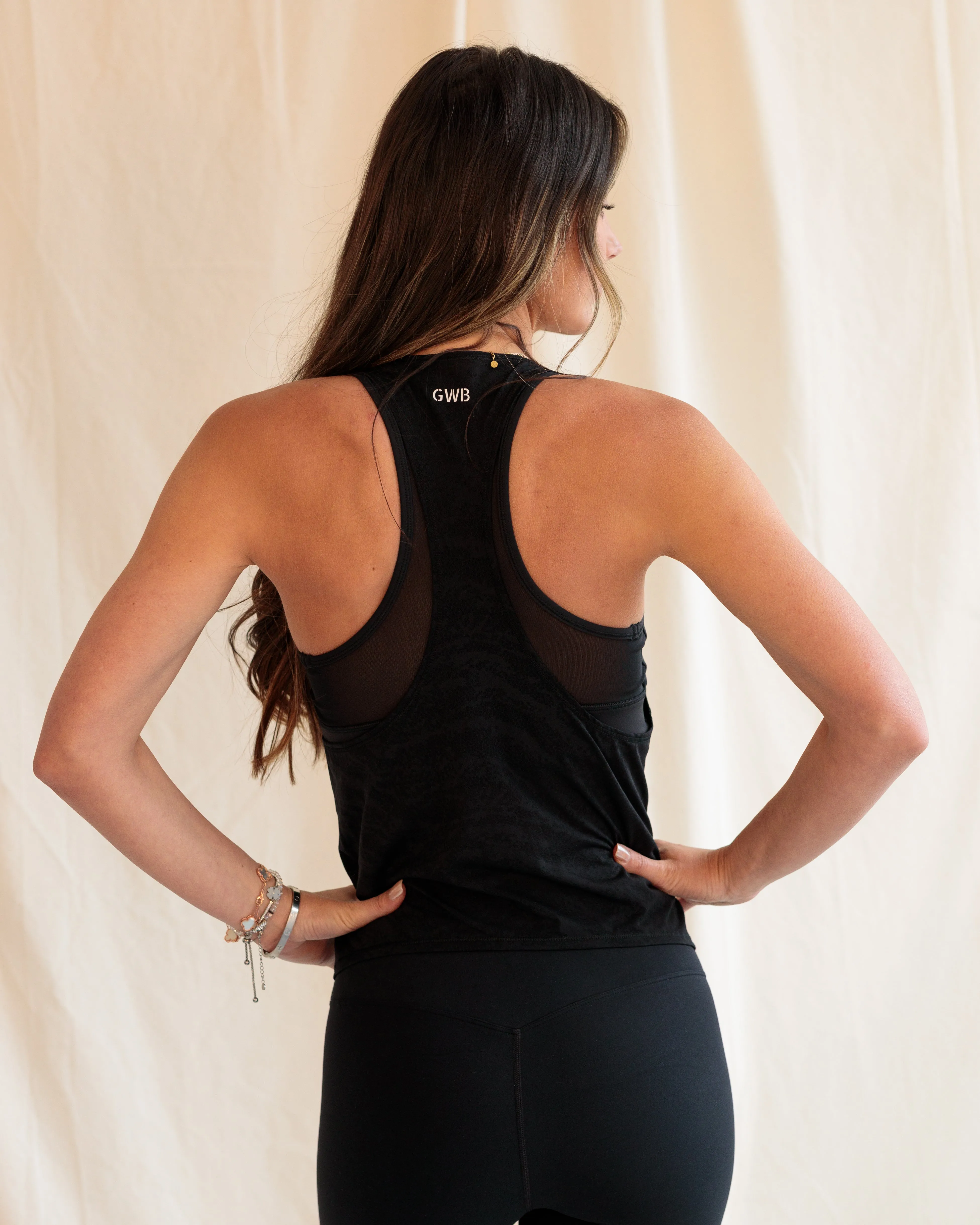 Mesh 2in1 Sports Bra and Top in Black